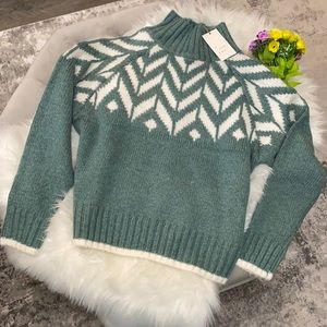 NEW! Teal Blue & White Sweater